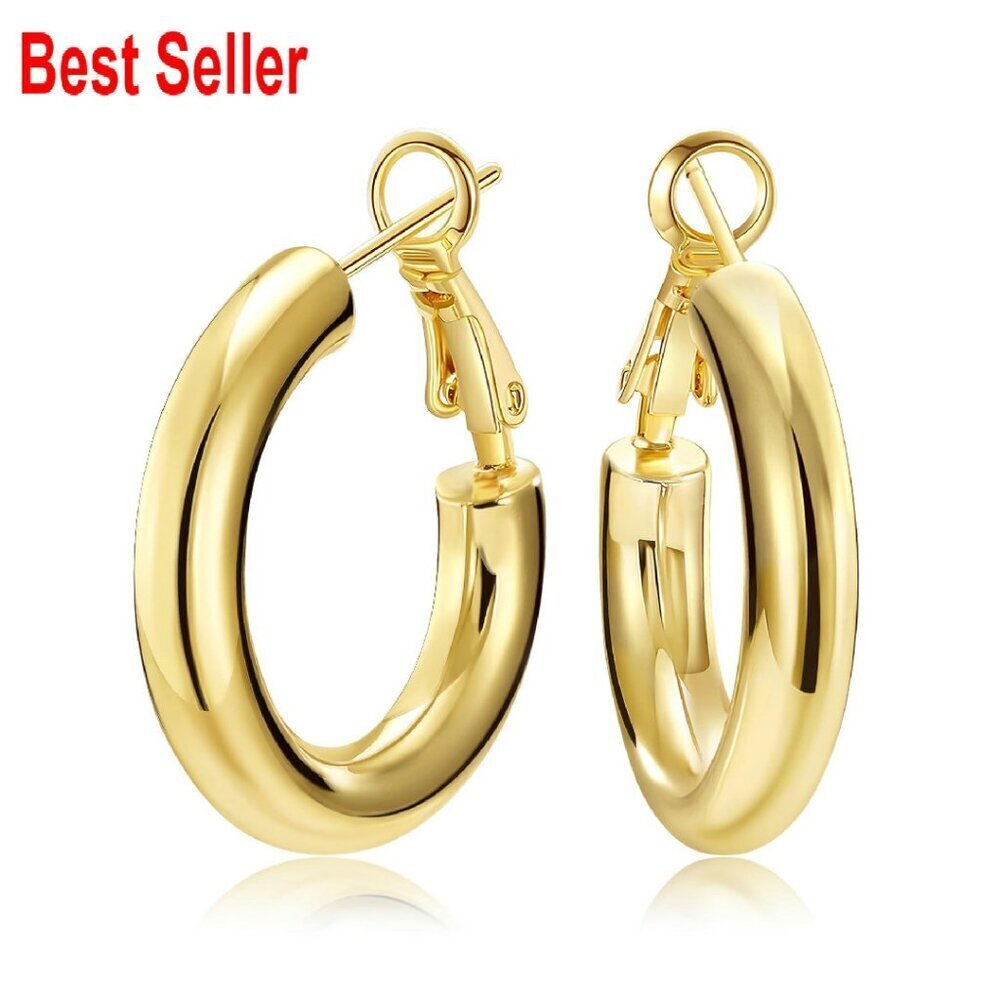 Chunky Gold Hoop Earrings Classic Elegant Minimal Chic Y2K Retro Style